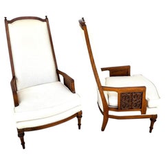 Vintage 1960s Italian Hollywood Regency High Back Lounge Armchairs Pair