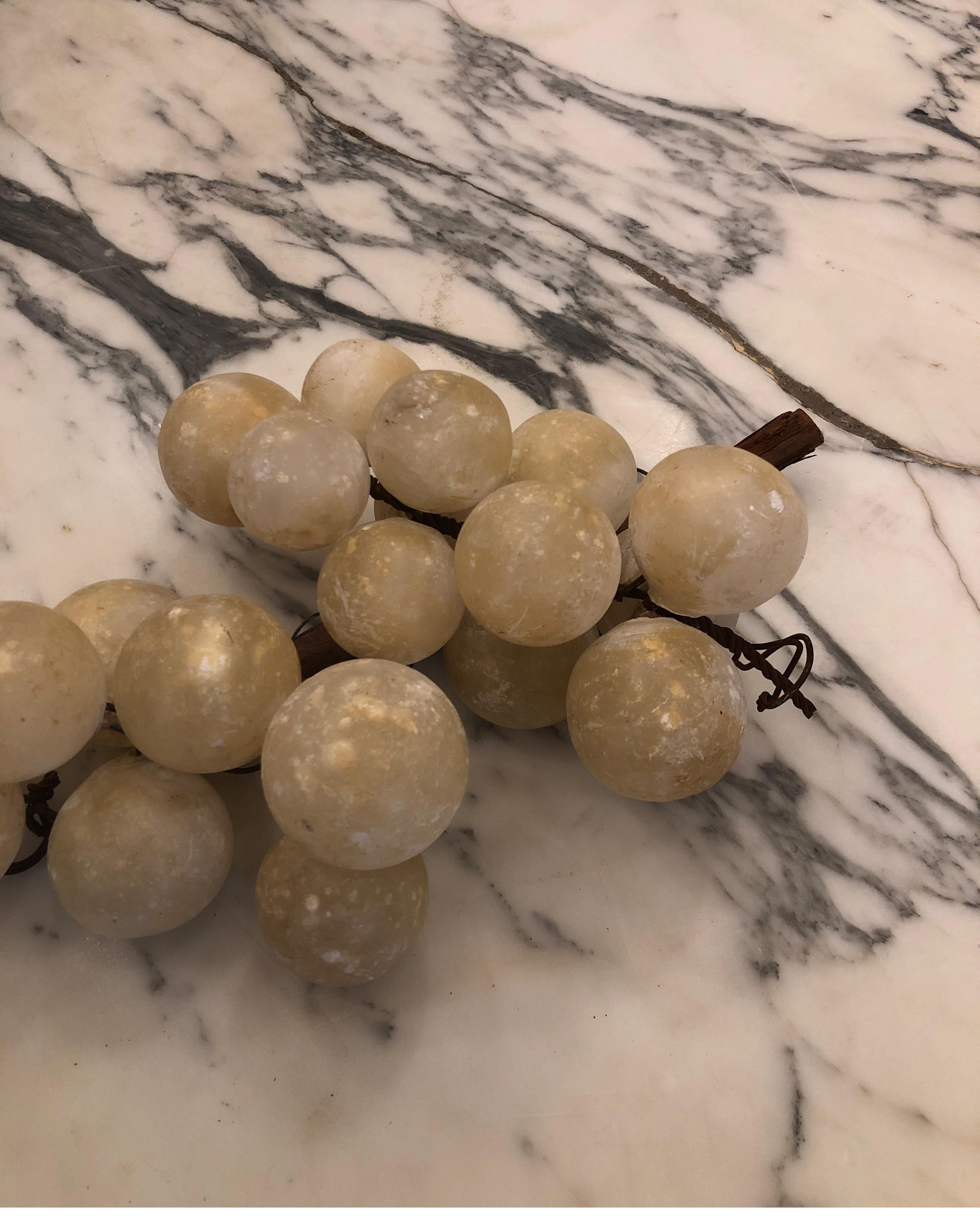 Vintage 1960s Italian Large Cluster of Ivory Marble Grapes In Good Condition In Los Angeles, CA