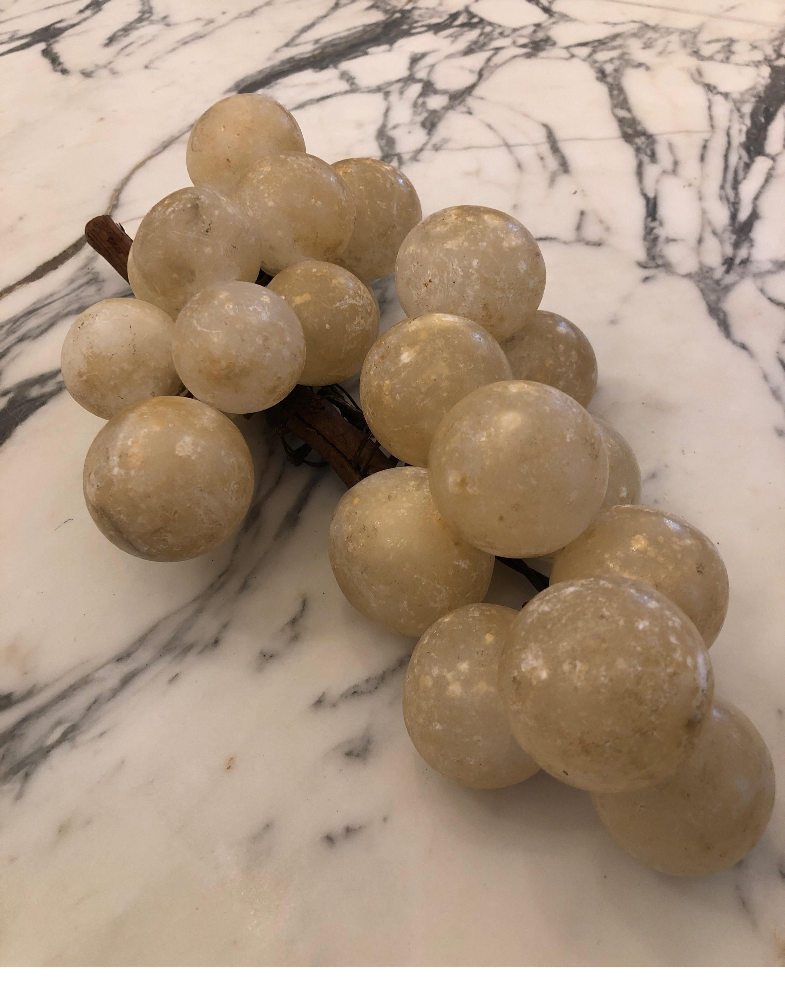 Vintage 1960s Italian Large Cluster of Ivory Marble Grapes 1