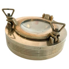 Vintage 1960s Italian Nautical Brass and Glass 'Porthole' Ashtray