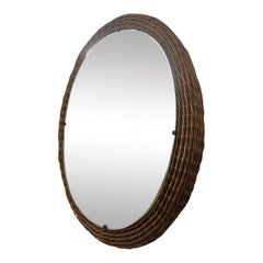 Vintage 1960s Italian Wicker Wall Mirror