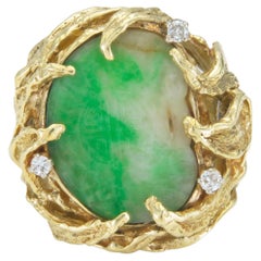 Vintage 1960s Jade and Gold Ring