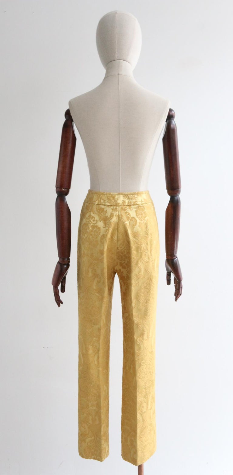 Vintage 1960's Janice Wainwright Gold Brocade Suit sixties trouser suit UK 6  For Sale 4