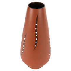 Vintage 1960s Jasba vase (Germany) in orange-brown with colourful dots Vintage 1960s Jasba vase (Germany) in orange-brown with colourful dots