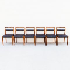 Vintage 1960s Kai Kristiansen OD69 Danish Modern Teak & Leather Dining Chairs