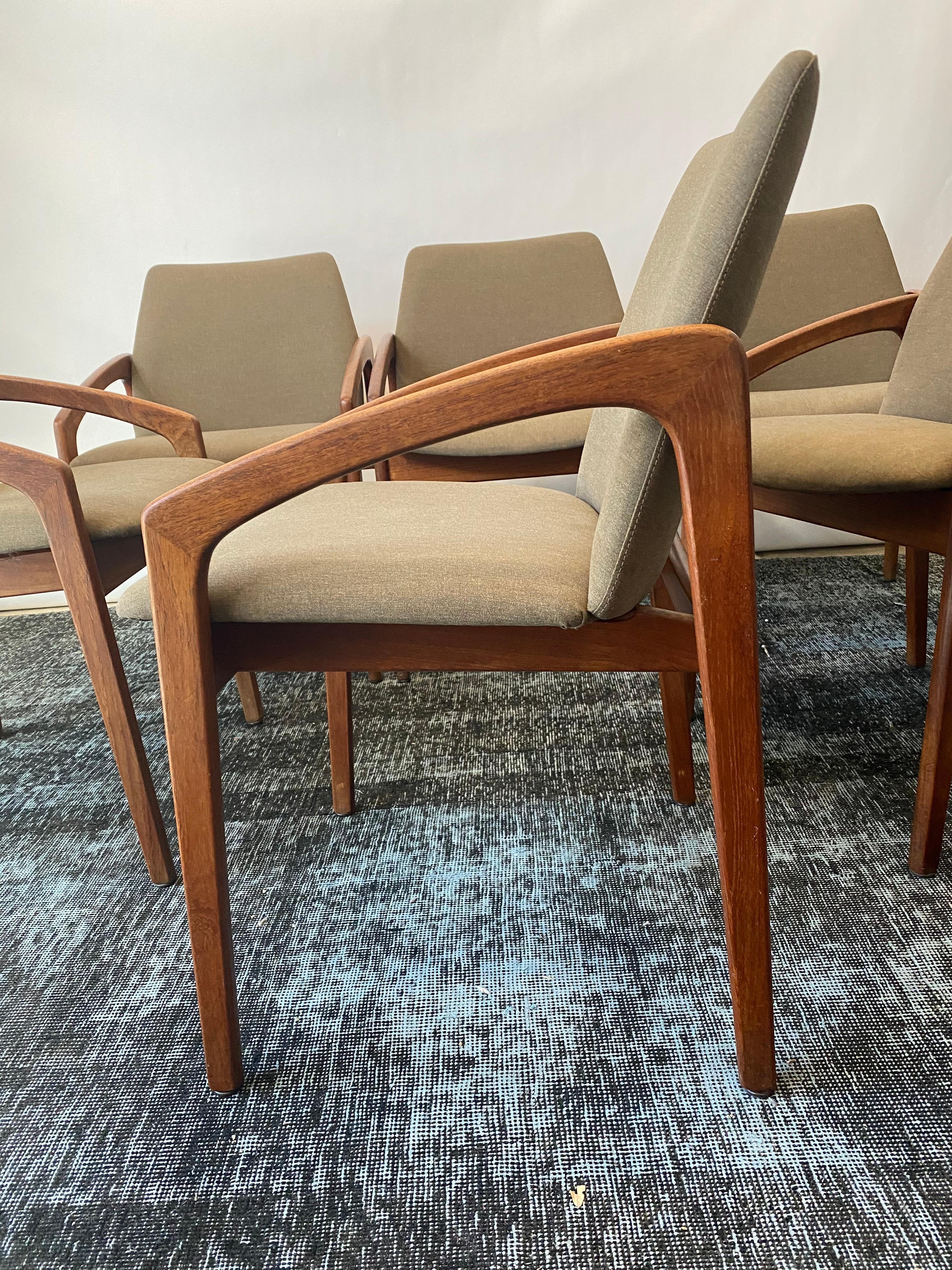 Upholstery Vintage 1960s Kai Kristiansen Set of Six Teak Dining Chairs