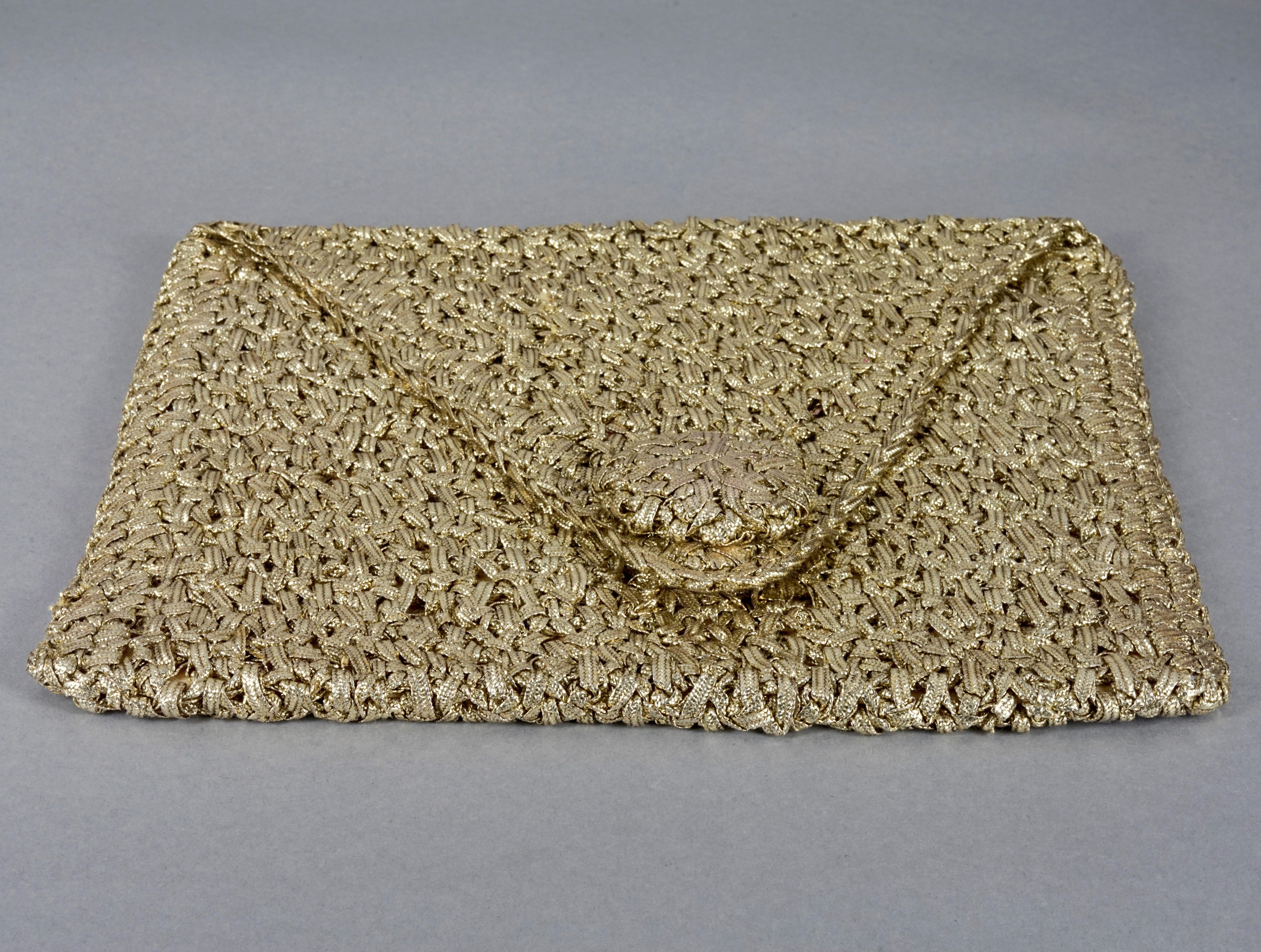 Brown Vintage 1960s KORET ITALY Gold Woven Large Clutch Bag For Sale