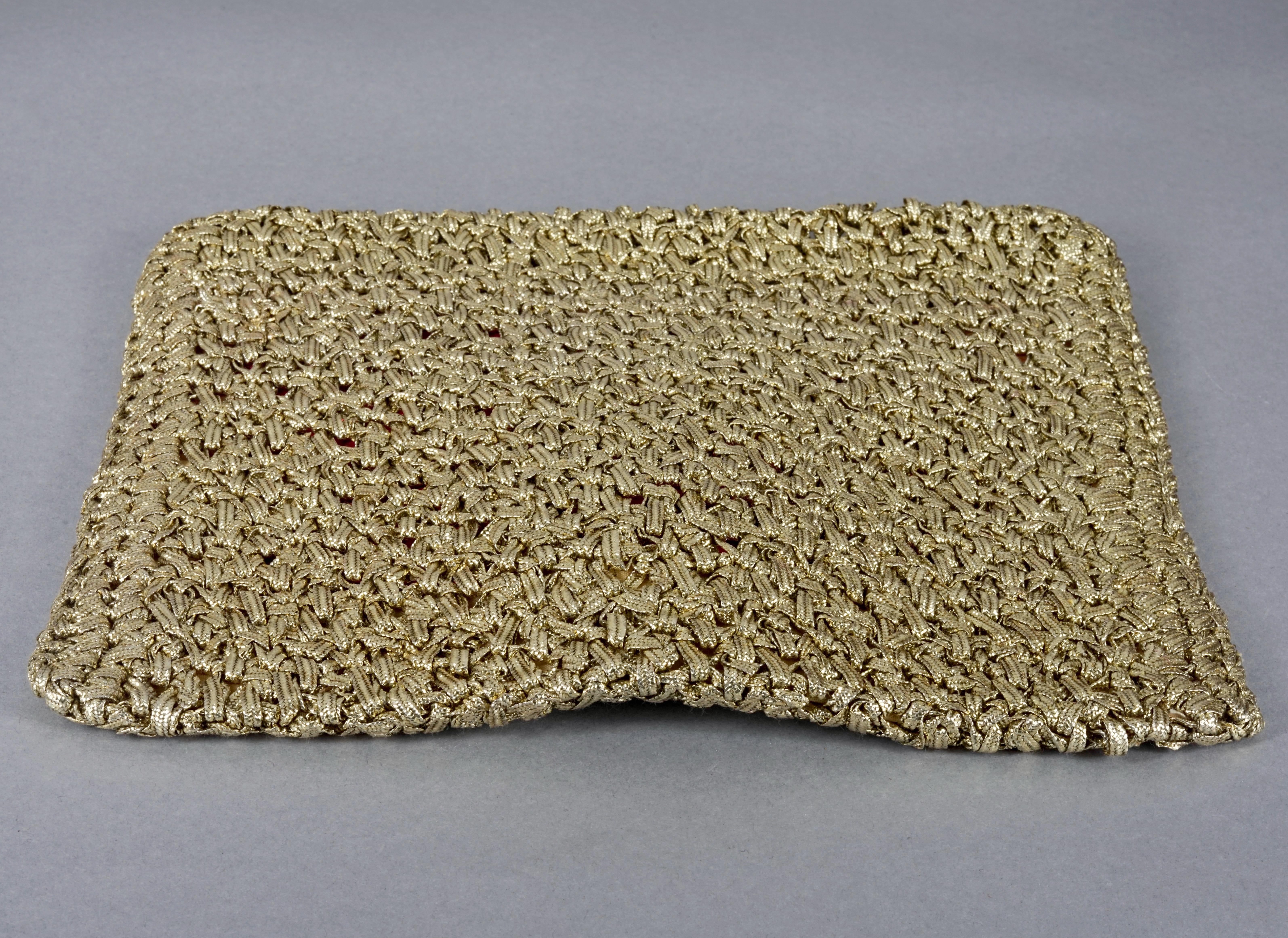 Vintage 1960s KORET ITALY Gold Woven Large Clutch Bag In Excellent Condition For Sale In Kingersheim, Alsace