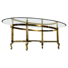 Vintage 1960s Labarge Scroll Brass & Glass Top Coffee Table