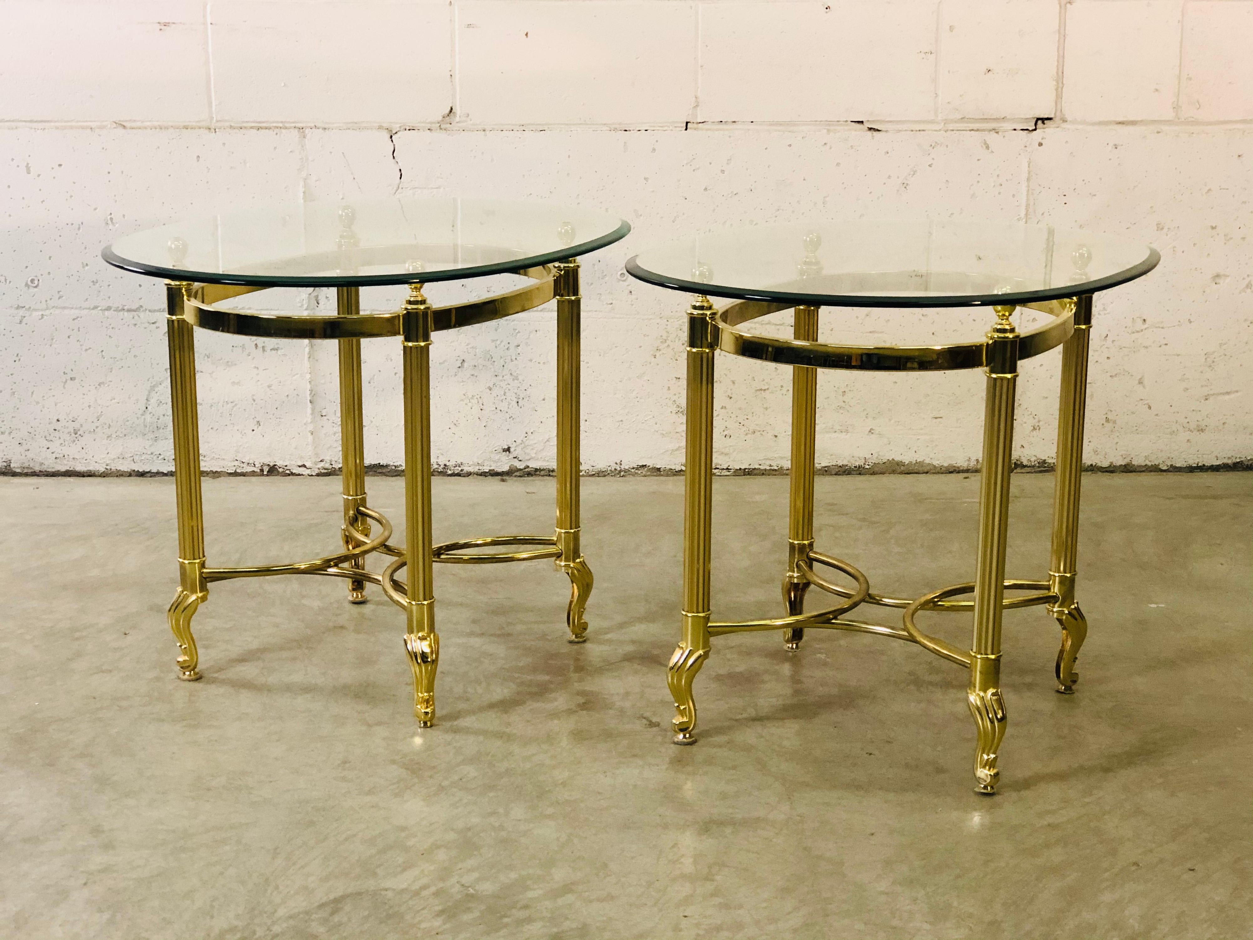 vintage brass and glass side table