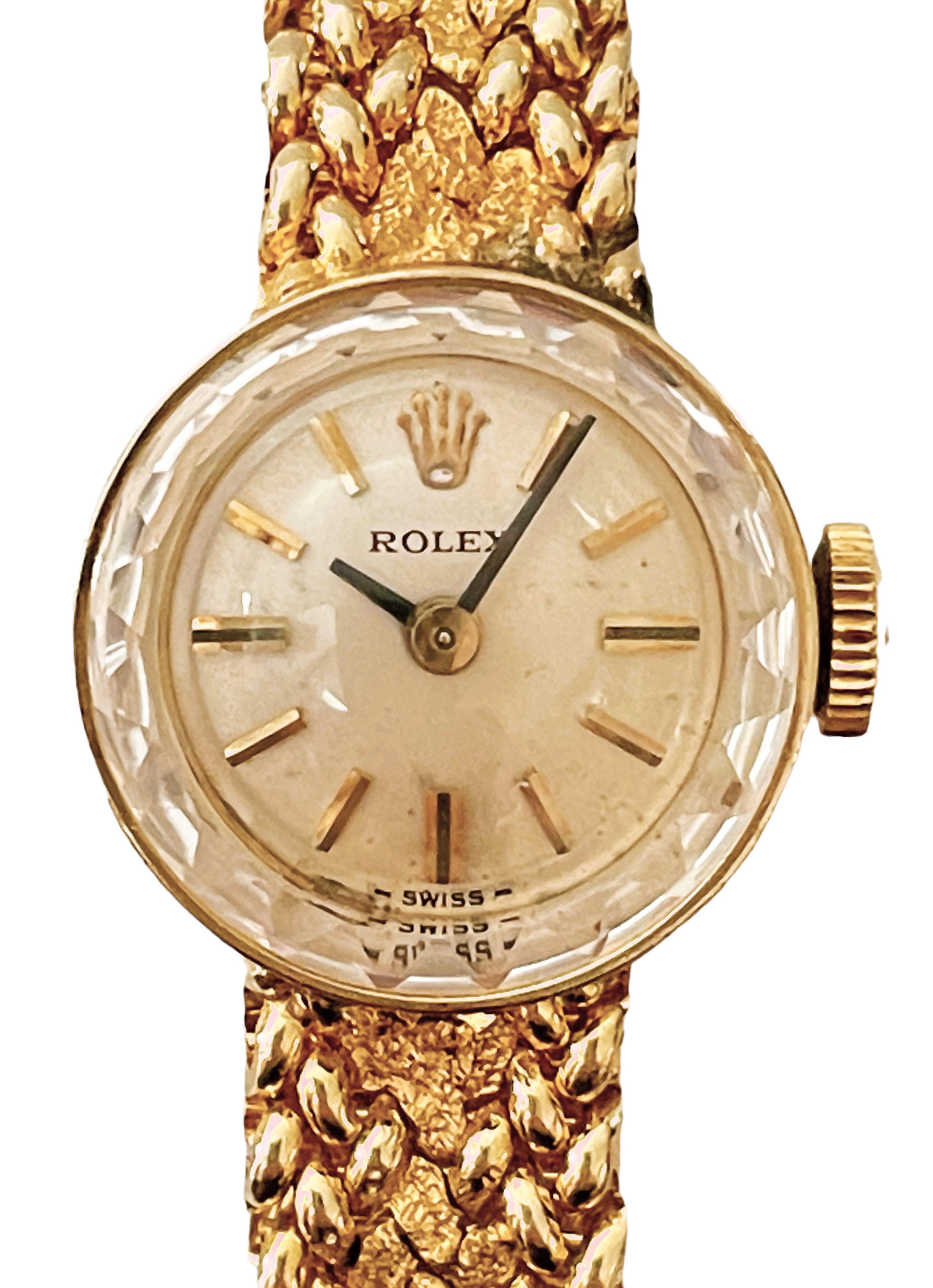 Vintage 1960s Ladies Rolex 14k Yellow Gold Watch, Switzerland 1