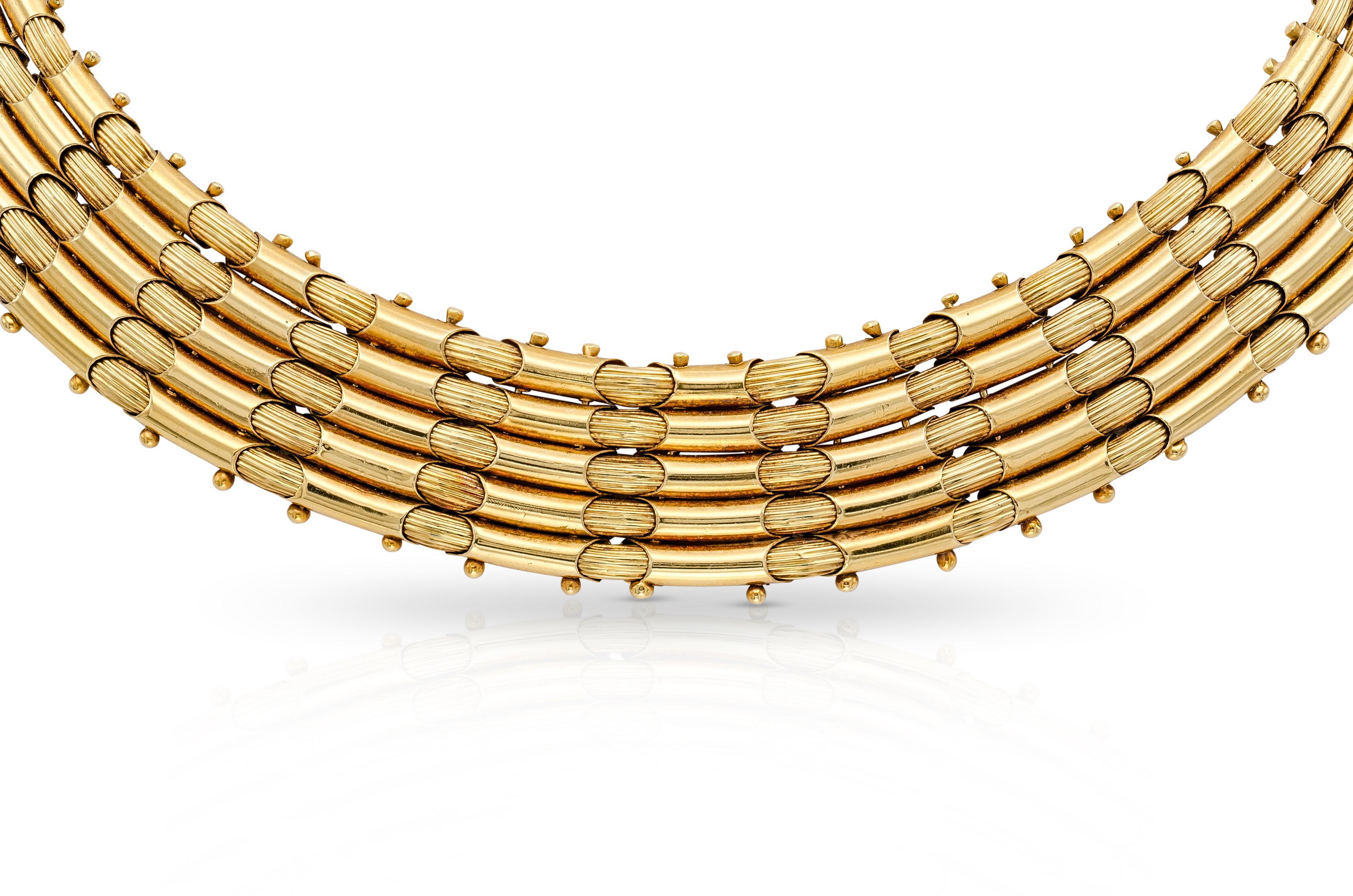Vintage 1960s Lalaounis Gold Collar Necklace In Good Condition For Sale In New York, NY