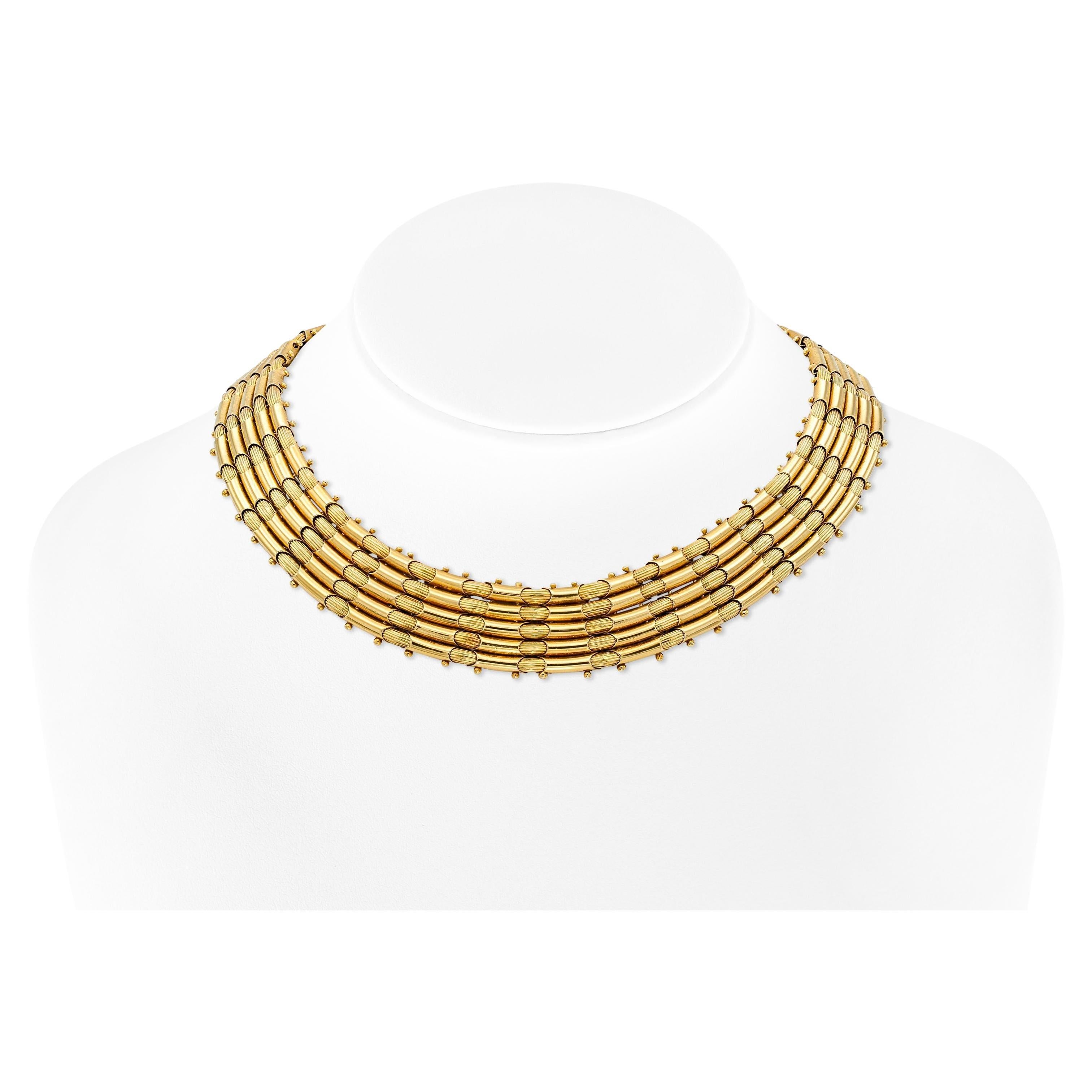 Vintage 1960s Lalaounis Gold Collar Necklace For Sale