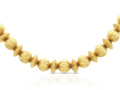 Vintage 1960s Lalaounis Textured Gold Balls Station Necklace