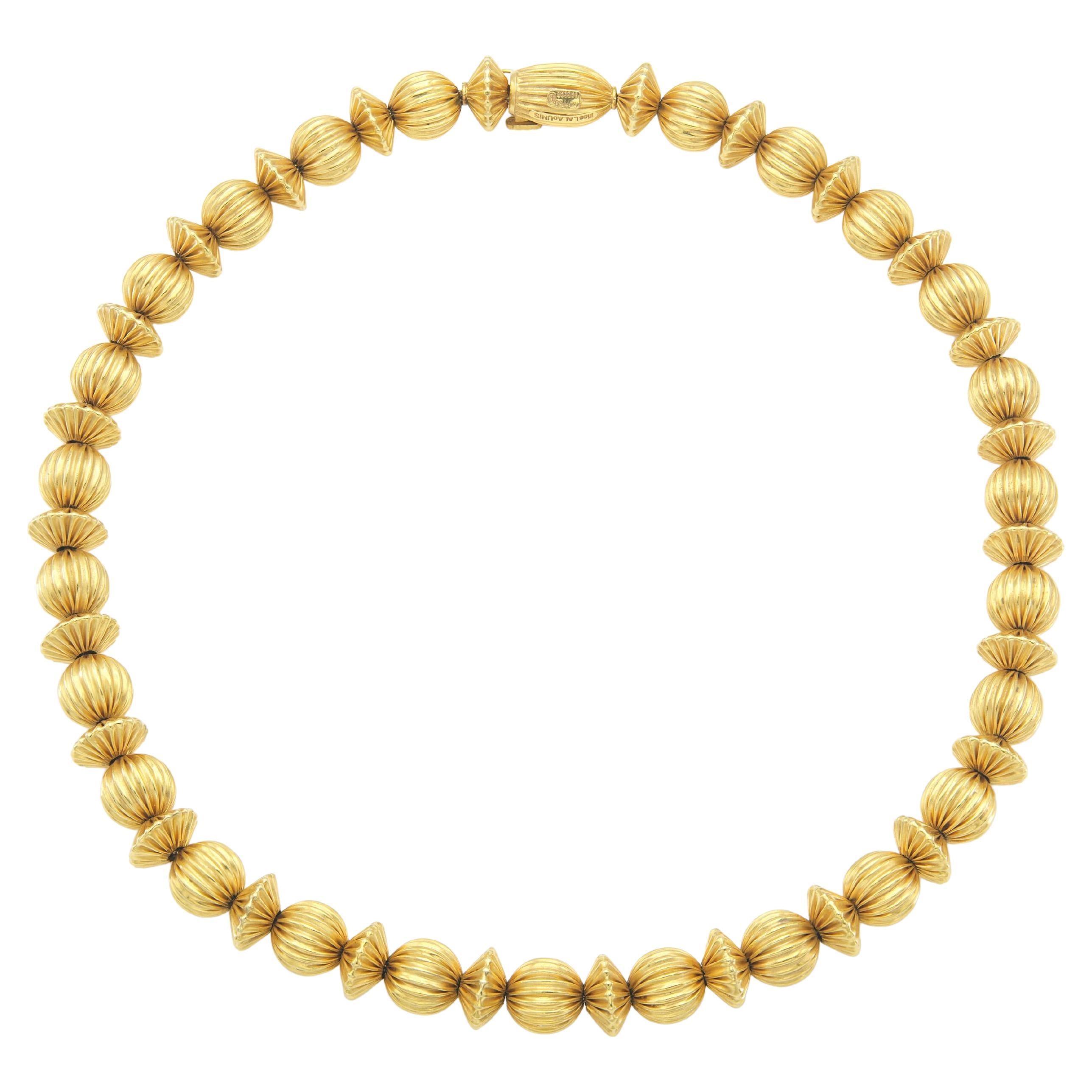 Vintage 1960s Lalaounis Textured Gold Balls Station Necklace