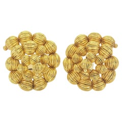Vintage 1960s Lalaounis Boucles d'oreilles Textured Gold Balls Swirl