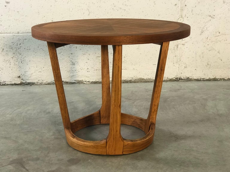 Vintage 1960s Lane Furniture Small, Small Round Antique Side Table