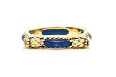 Vintage 1960s Lapis and Gold Bangle Bracelet