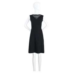 Vintage 1960's Lattice Neckline dress Black Shift Dress Sixties Dress UK 8 US 4