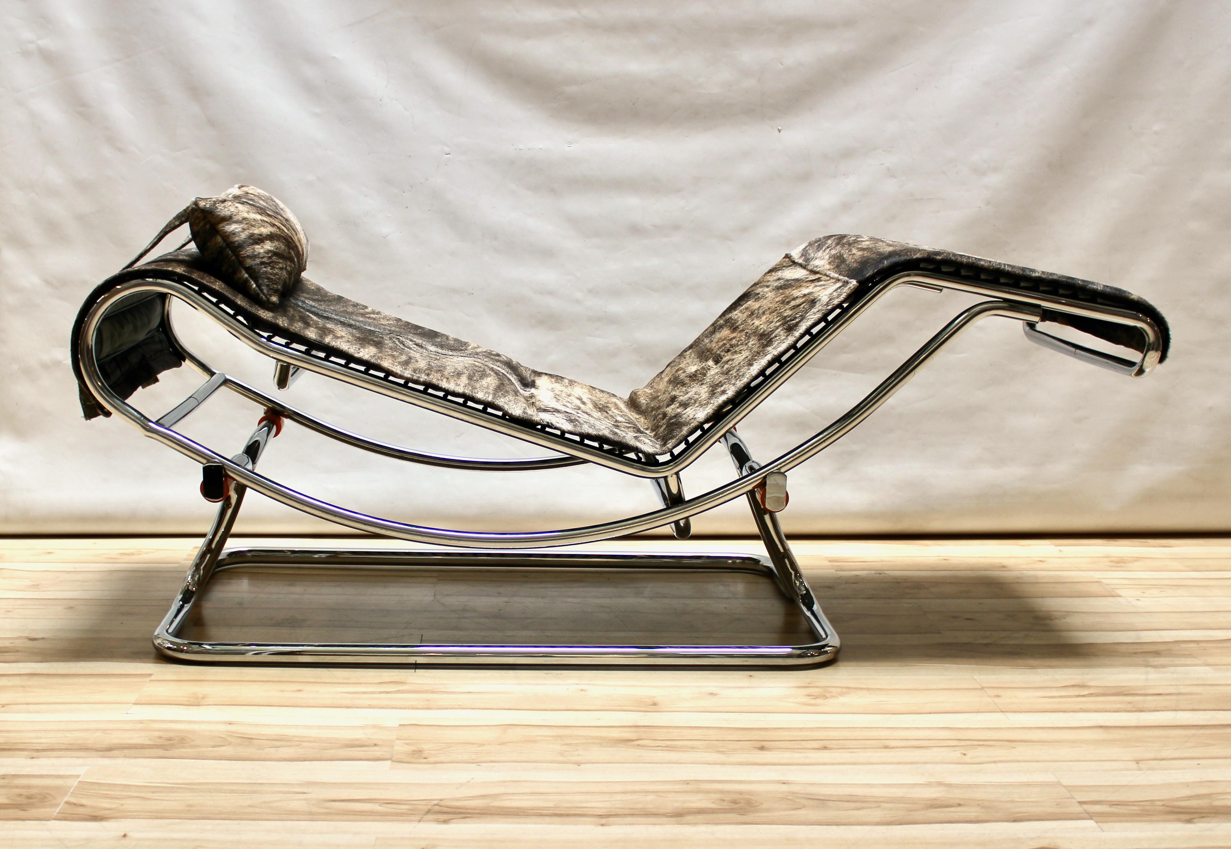 Cowhide Vintage 1960s Le Corbusier-Style Upholstered Lounge Chair