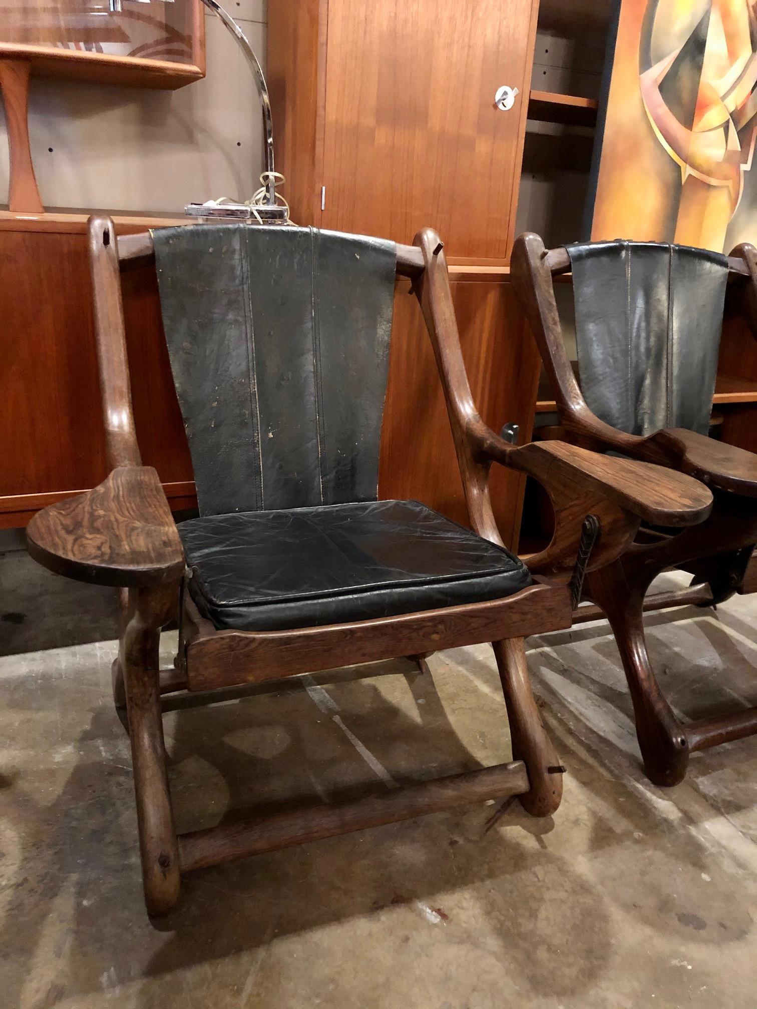 Vintage 1960s Leather and Cocobolo Sling 'Swinger' Chairs by Don Shoemaker 7