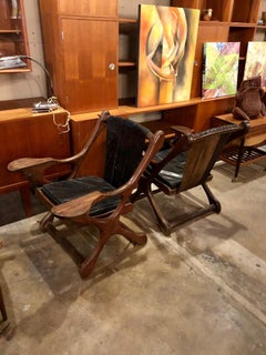 Vintage 1960s Leather and Cocobolo Sling 'Swinger' Chairs by Don Shoemaker