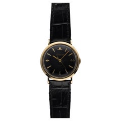 Vintage 1960s LeCoutlre 14K Yellow Gold Black Arabic Dial Manual 34mm