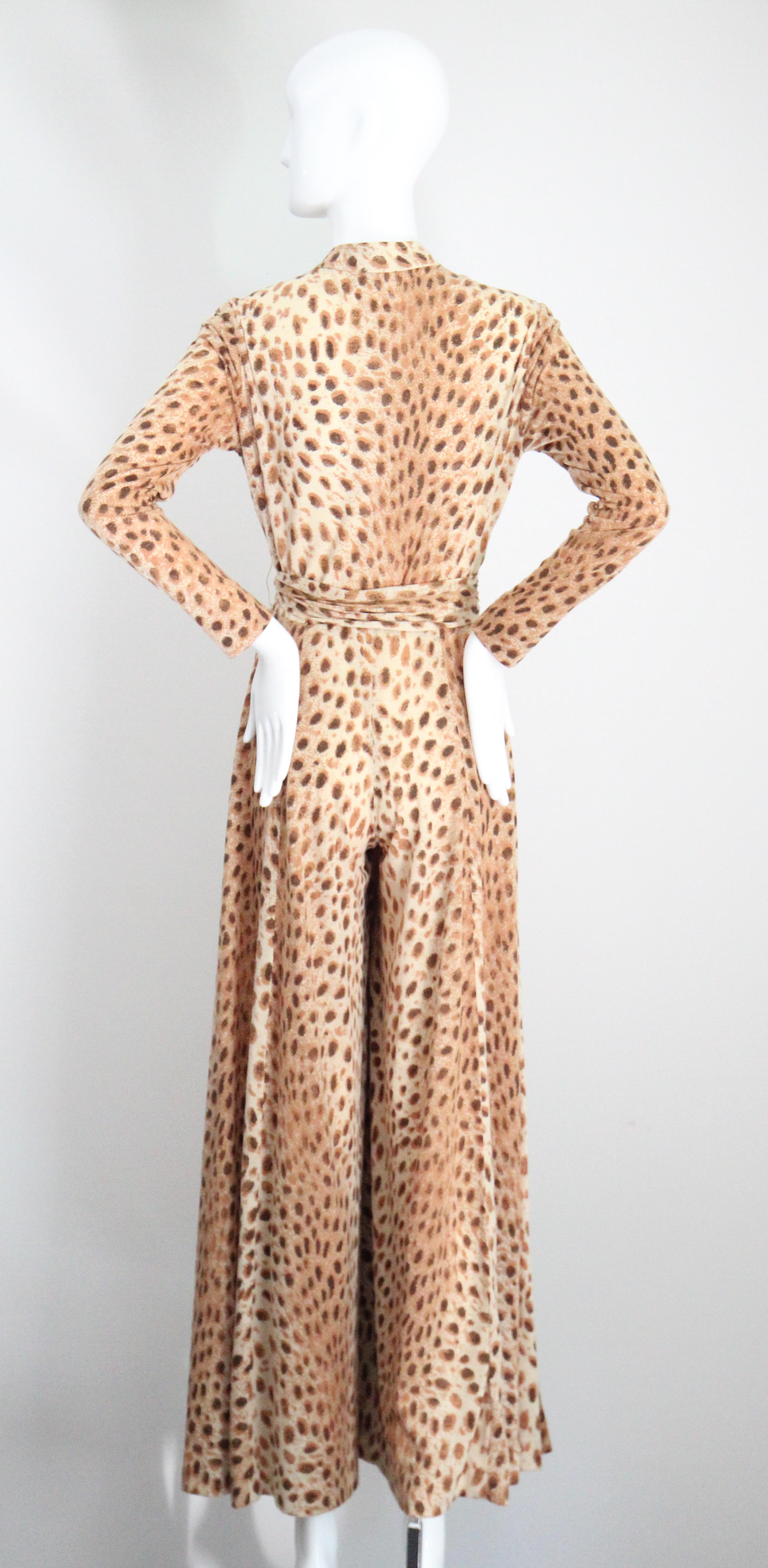 Vintage 1960s leopard print jumpsuit 1960's Palazzo jumpsuit UK 8 US 4 For Sale 4