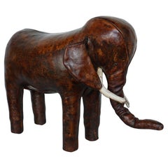 Vintage 1960's Liberty's of London Leather Elephant Footstool by Dimitri Omersa
