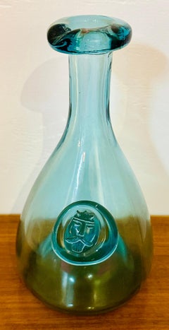 Vintage 1960s Light Turquoise Holmegaard Glasværk "Viking" Carafe by Ole Winther