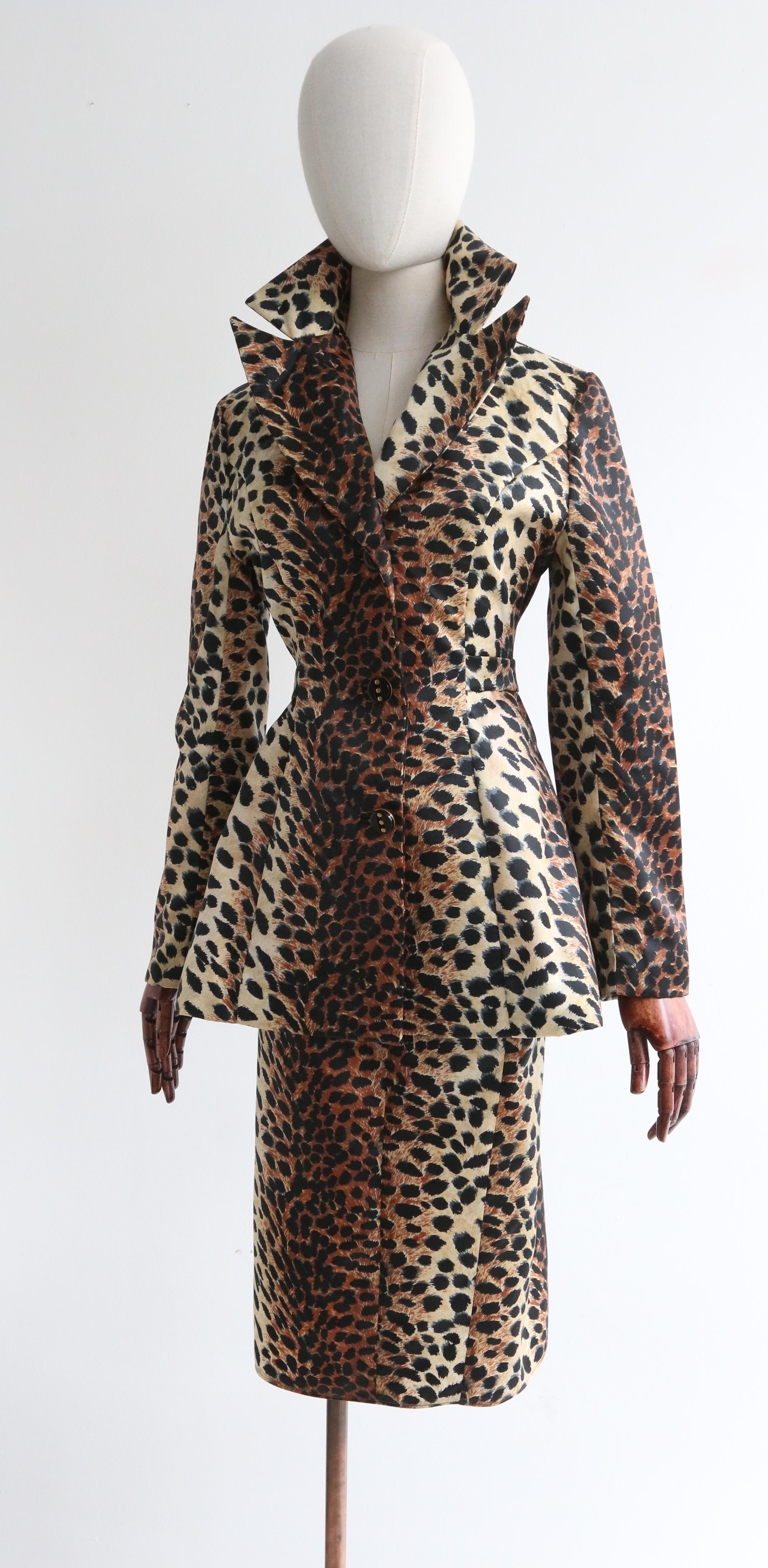 Black Vintage 1960's Lilli Ann Leopard Print Suit UK 6-8 US 2-4
