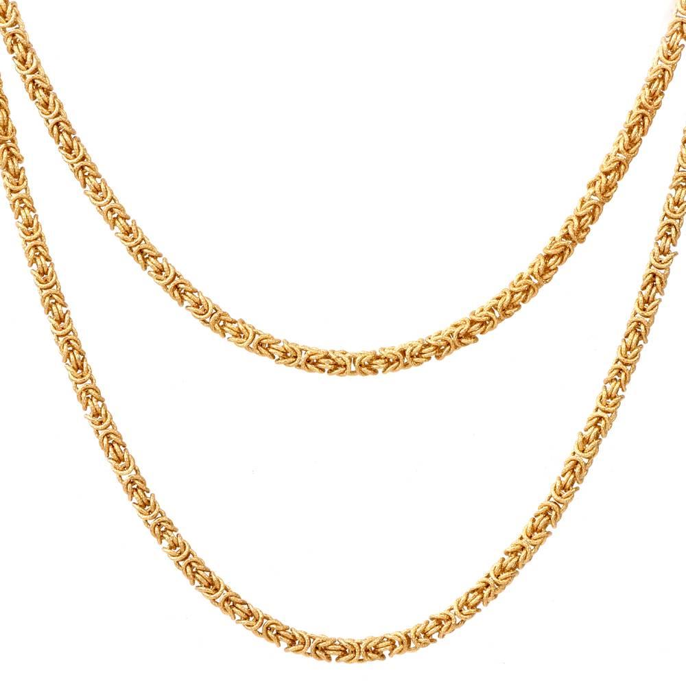 Women's or Men's Vintage 1960s Long Byzantine Gold Chain Necklace