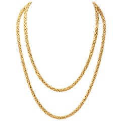 Vintage 1960s Long Byzantine Gold Chain Necklace