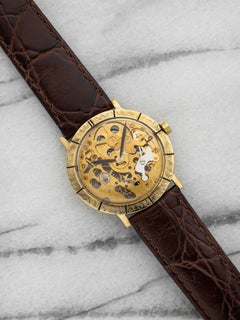 Vintage 1960s Lucien Piccard Skeleton 18K Yellow Gold Manual 33mm