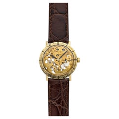 Vintage 1960s Lucien Piccard Skeleton 18K Yellow Gold Manual 33mm