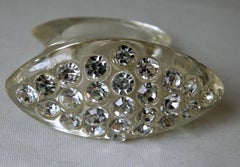 Vintage 1960s Lucite & Crystal Ring, Size 8