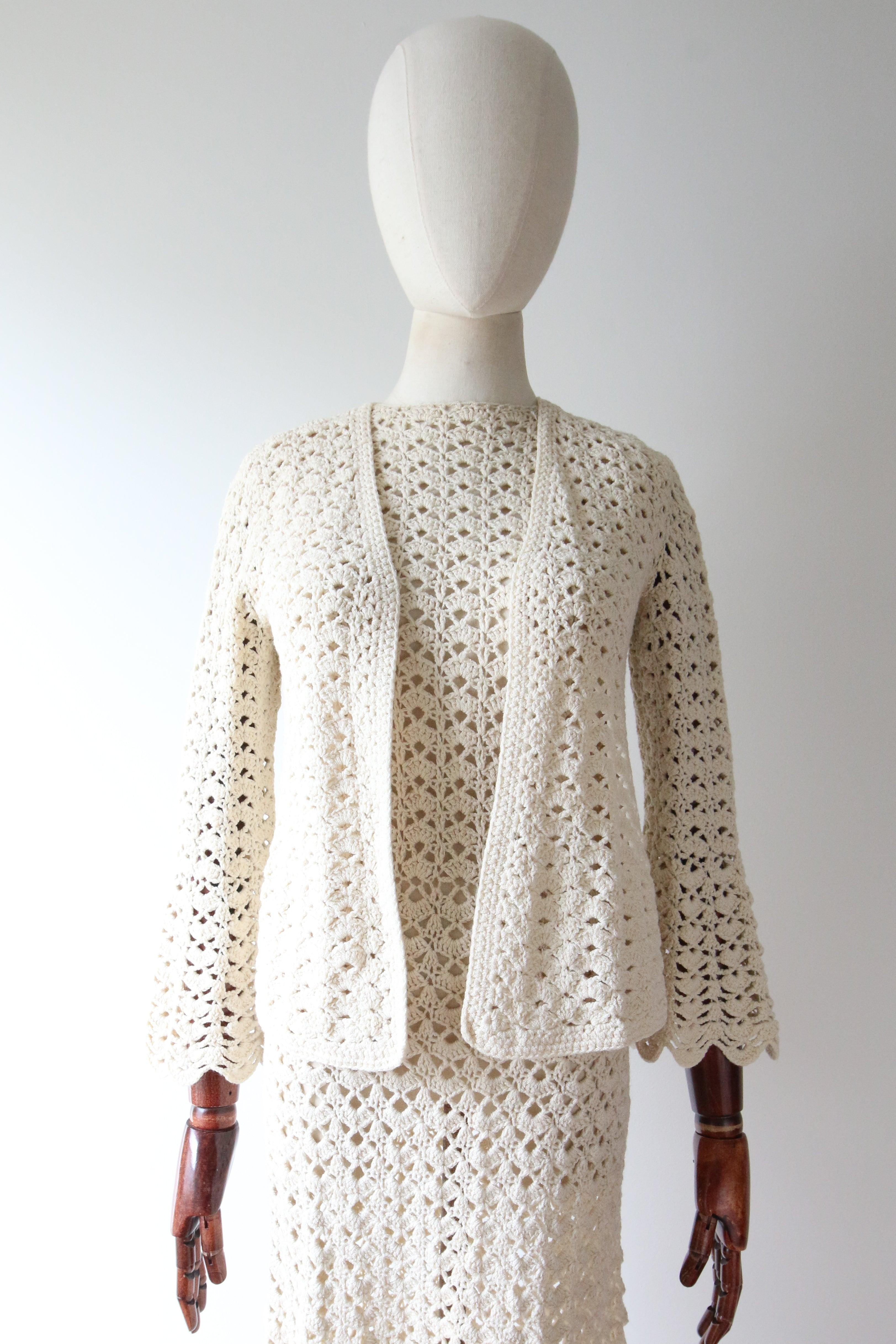 Vintage 1960's Mady Gerrard Crochet Dress and Matching Jacket UK 8-10 US 4-6 For Sale 5