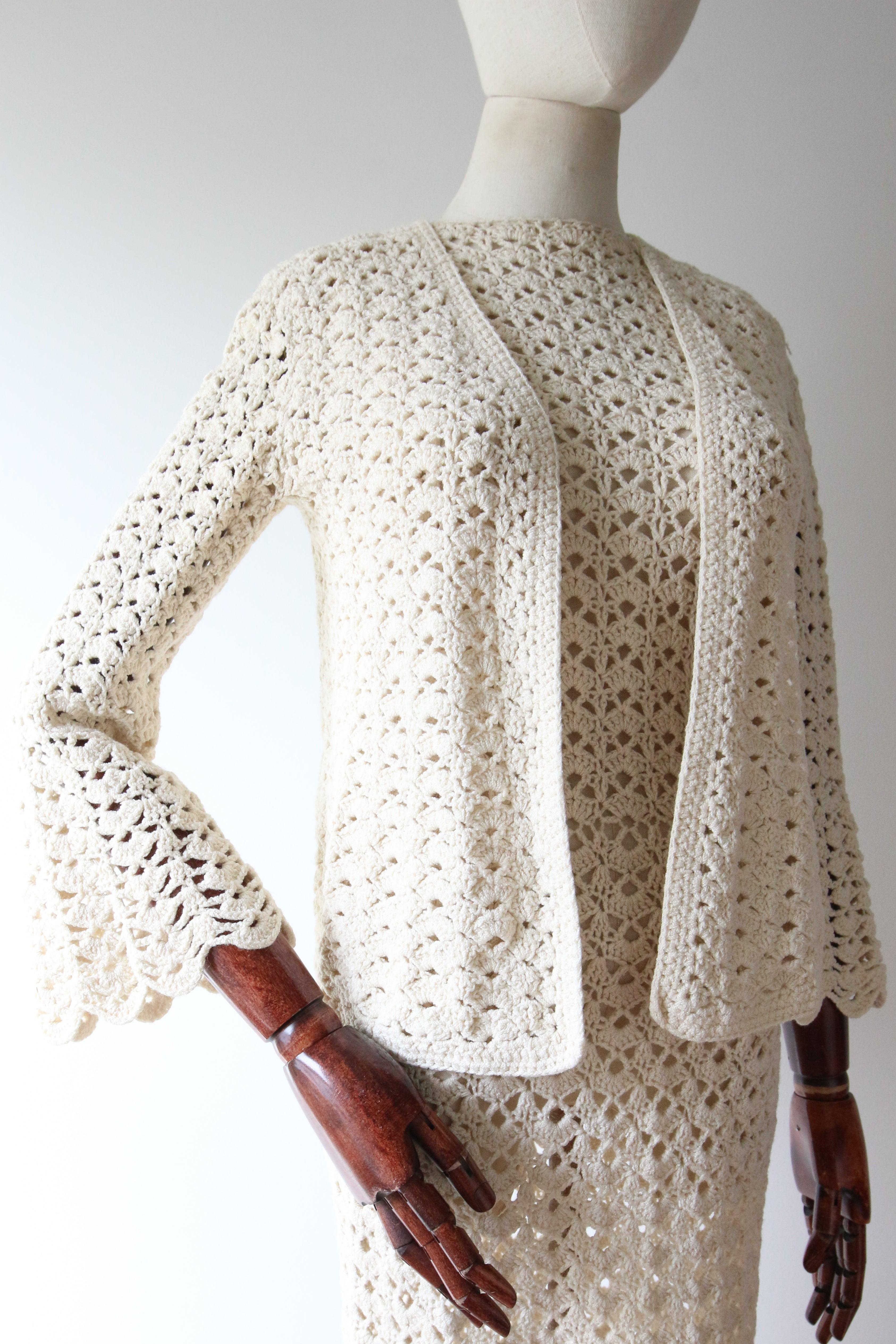 Vintage 1960's Mady Gerrard Crochet Dress and Matching Jacket UK 8-10 US 4-6 For Sale 6