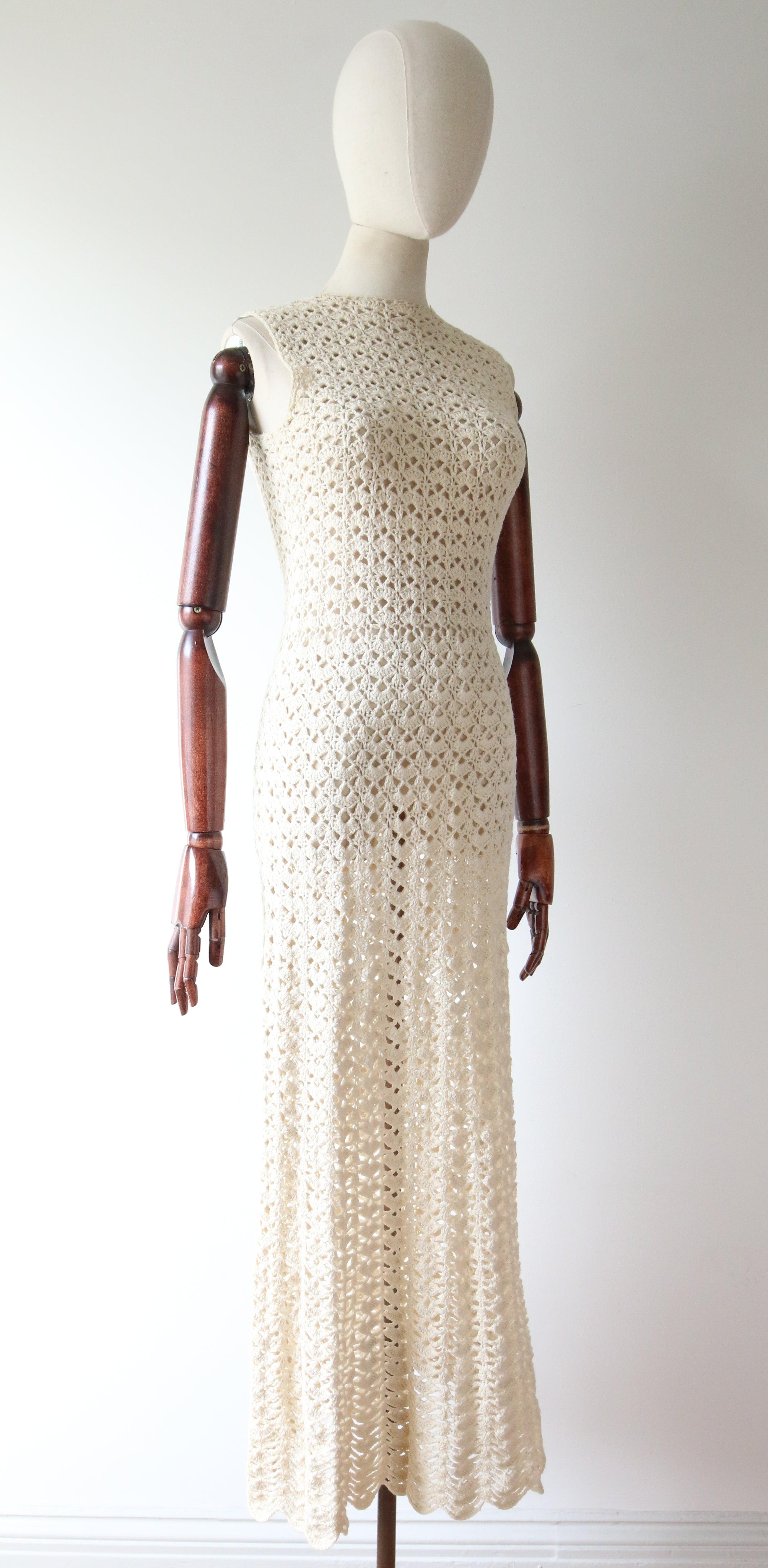 Women's Vintage 1960's Mady Gerrard Crochet Dress and Matching Jacket UK 8-10 US 4-6 For Sale