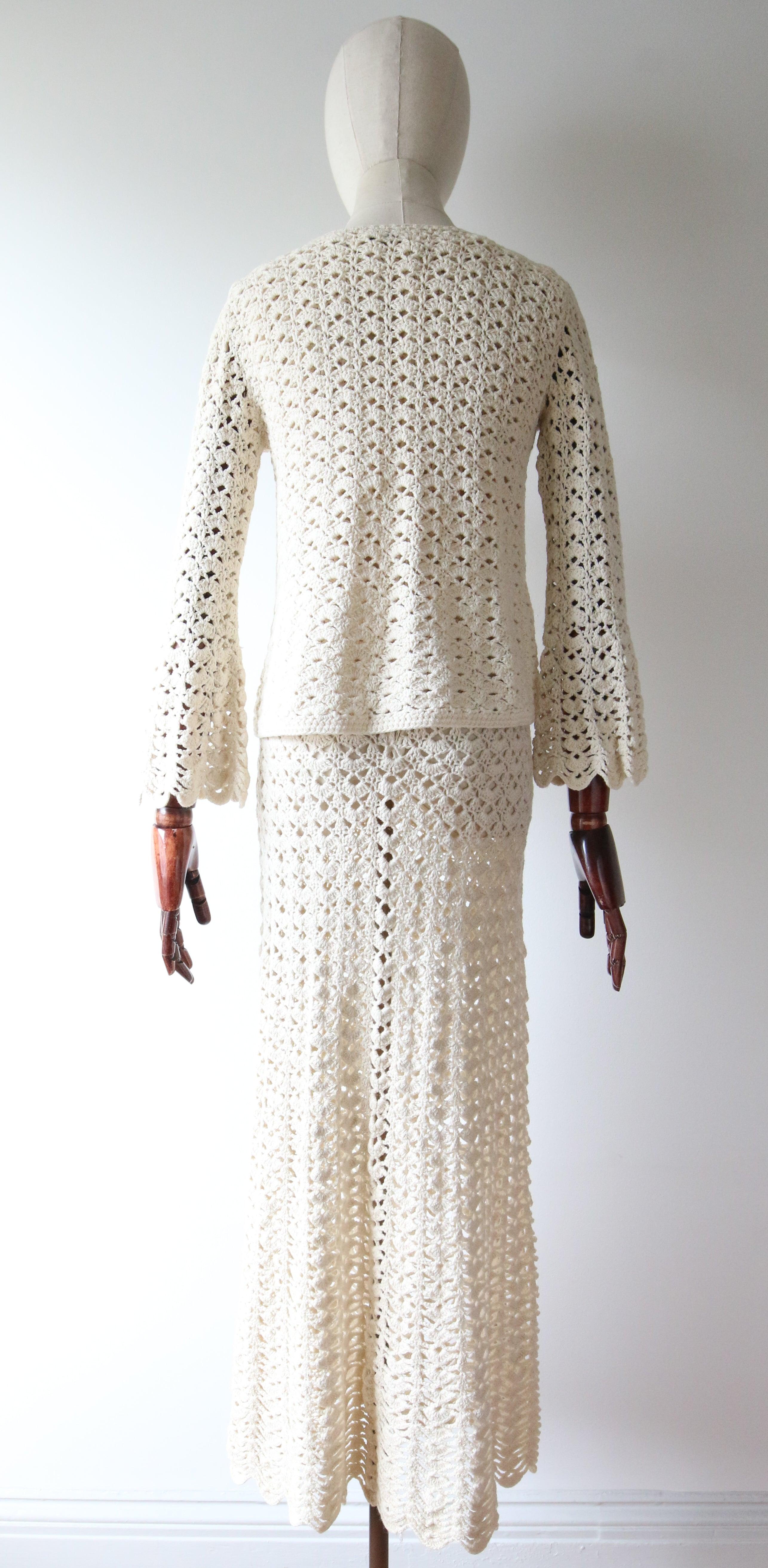 Vintage 1960's Mady Gerrard Crochet Dress and Matching Jacket UK 8-10 US 4-6 For Sale 4