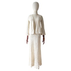 Vintage 1960 Mady Gerrard Vestido de ganchillo y chaqueta a juego UK 8-10 US 4-6
