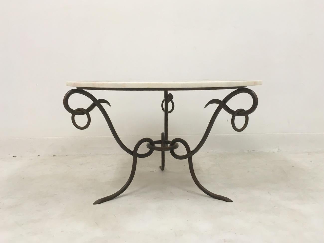 Vintage 1960s Marble, Brass and Iron Coffee Table In Good Condition In London, London