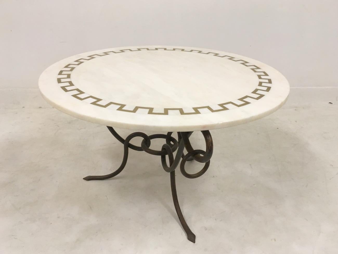 Vintage 1960s Marble, Brass and Iron Coffee Table 1