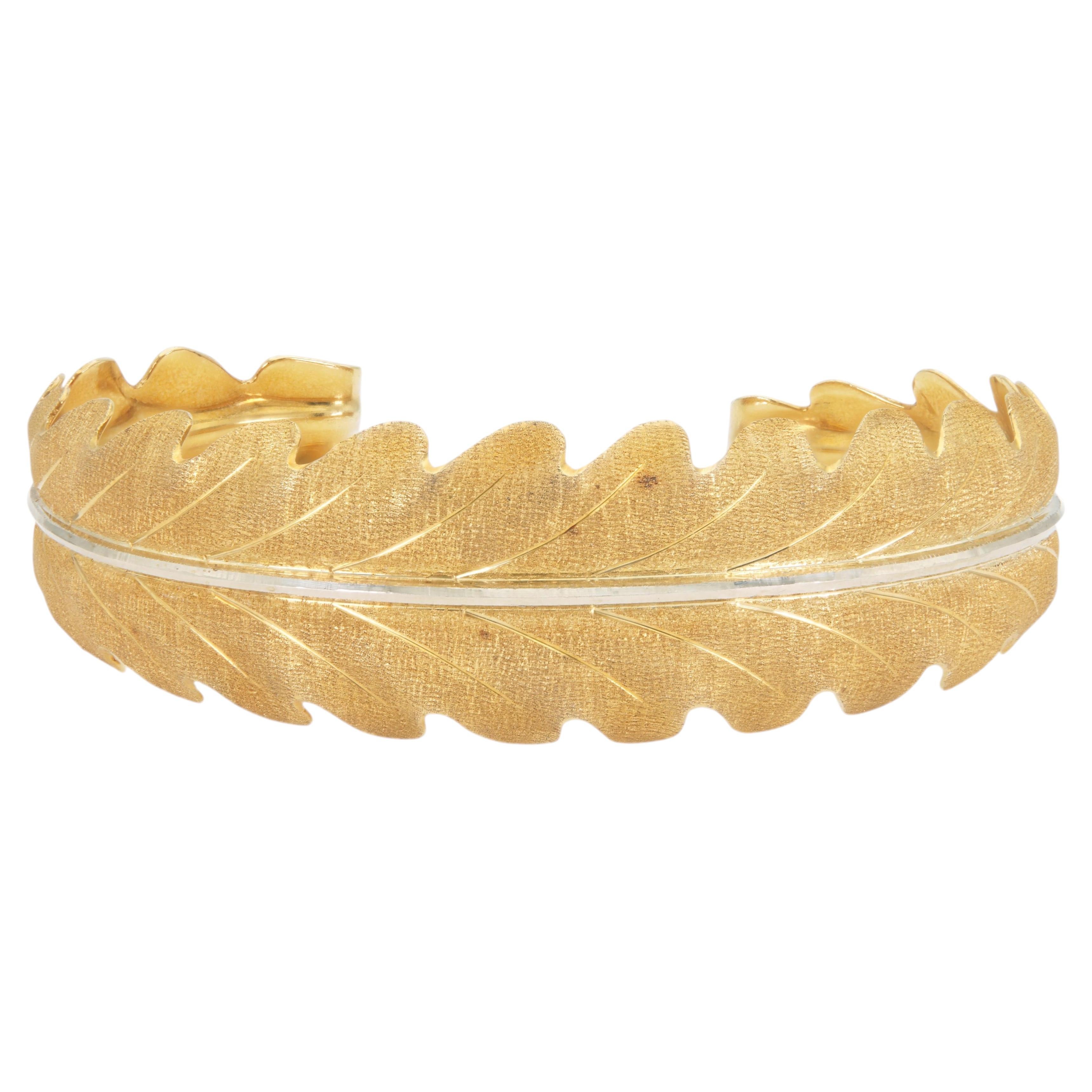 Vintage 1960s Mario Buccellati Leaf Cuff Bracelet For Sale