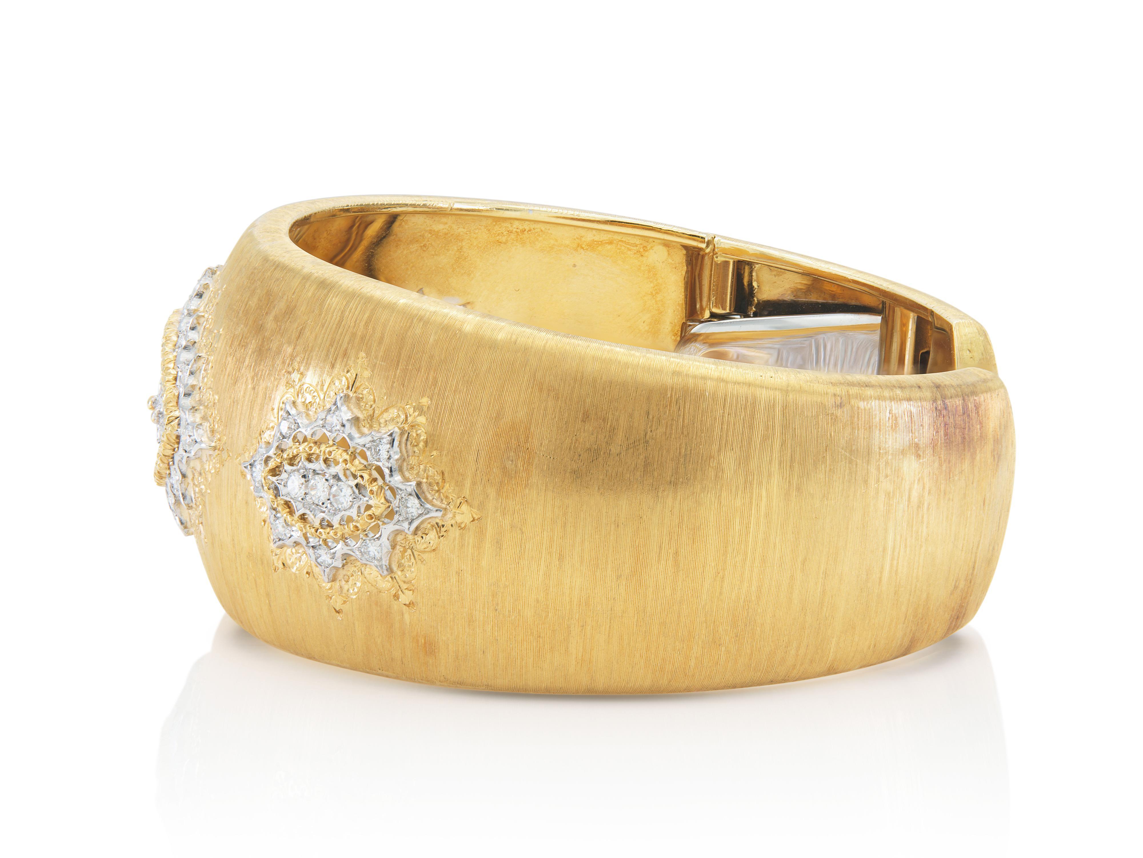 Brazalete puño vintage años 60 Mario Buccellati Rombi Corte redondo en venta