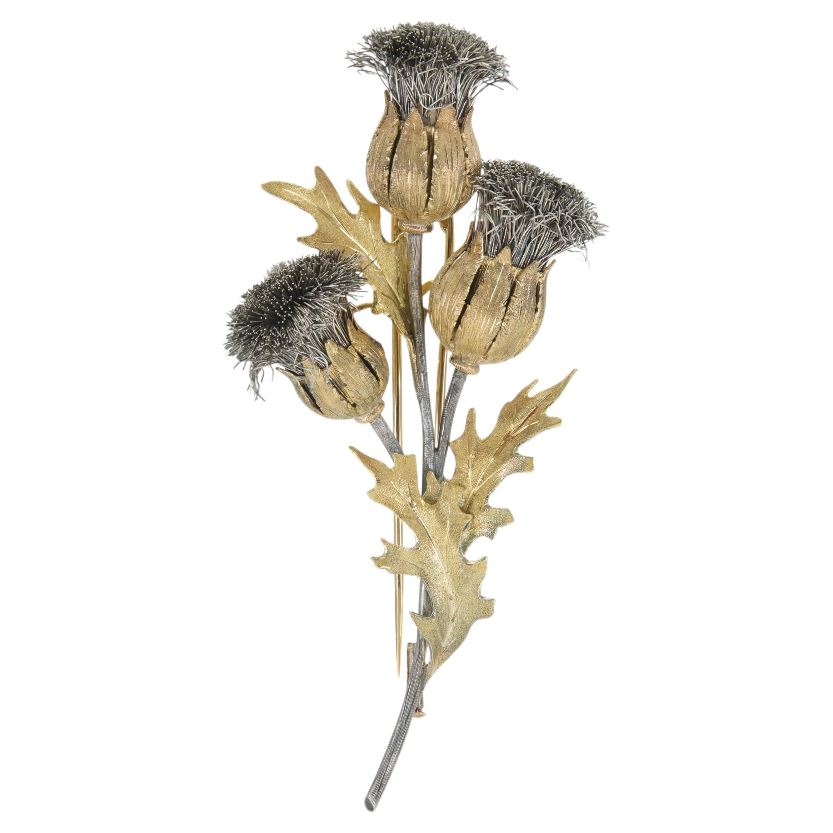 Vintage 1960s Mario Buccellati Thistle Brooch