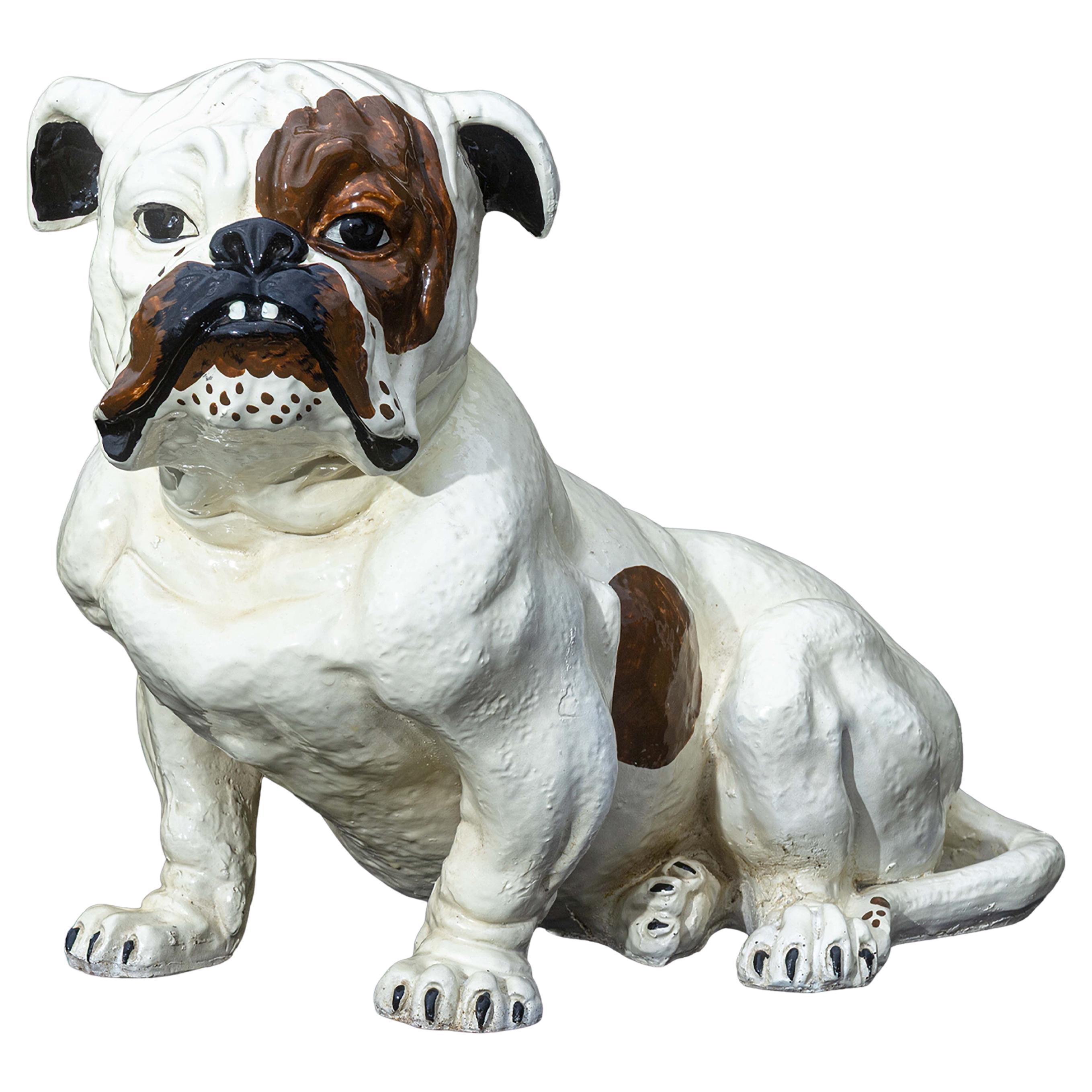 Vintage By 1960 Marwal Bulldog Inglese Scultura fermaporta in gesso a grandezza naturale