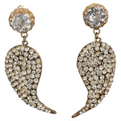 Boucles d'oreilles pendantes vintage en strass art déco massif des années 1960