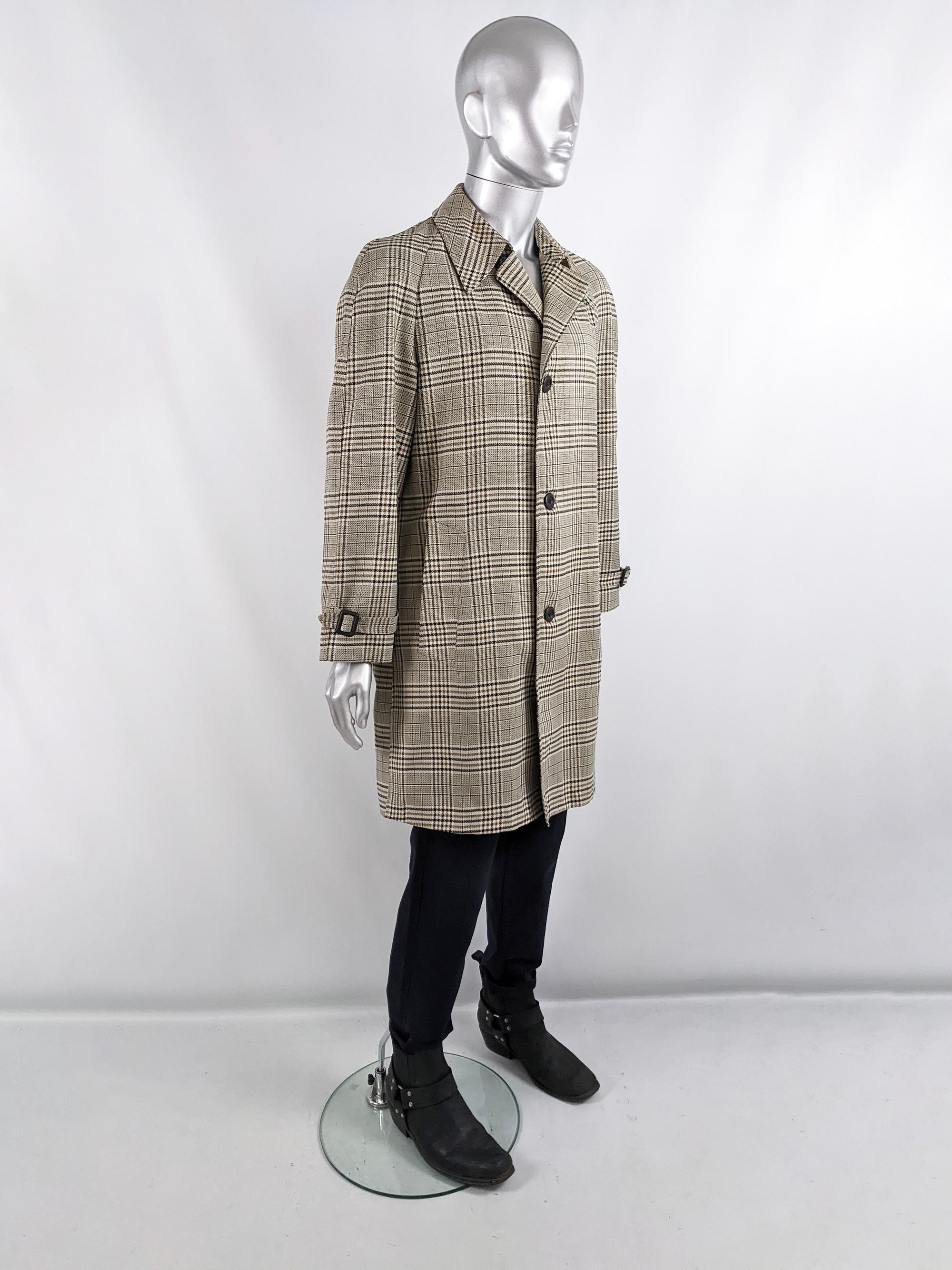 Gray Vintage 1960s Mens Vintage Mod London Fog Checked Overcoat Coat For Sale