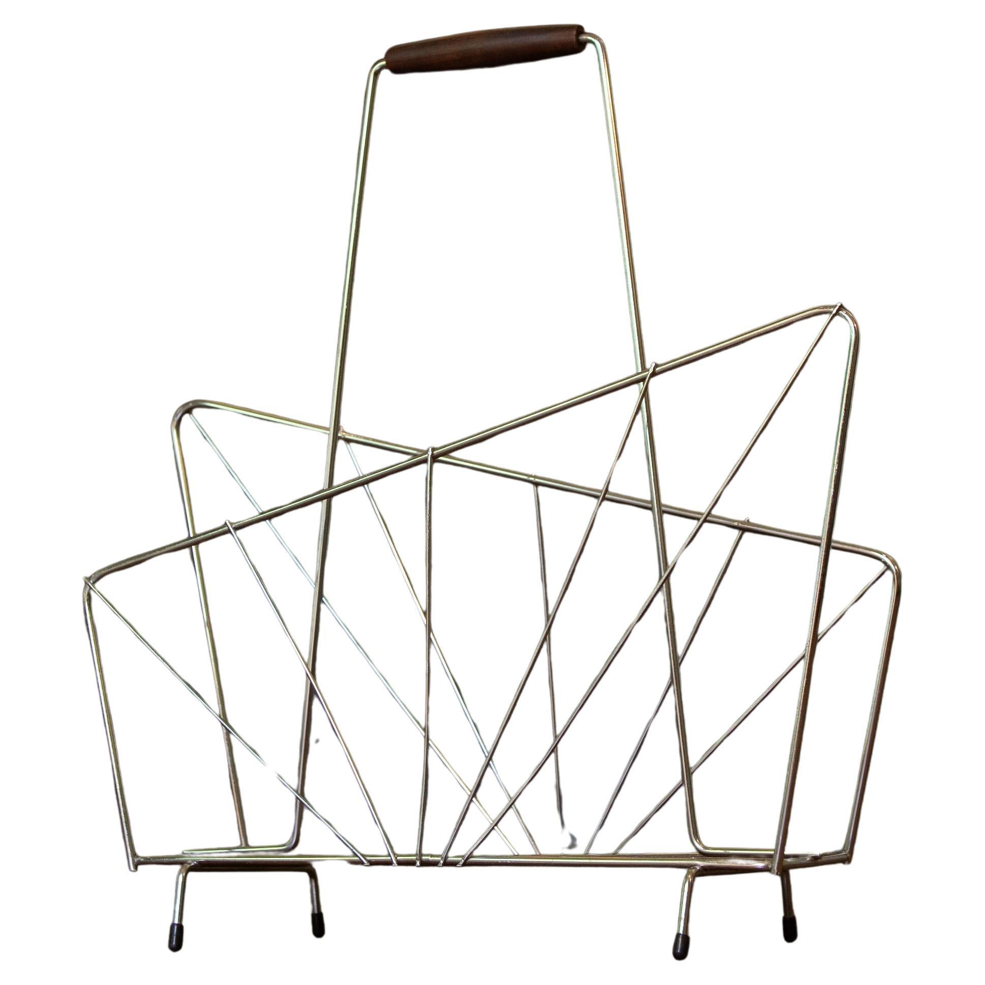 Vintage 1960s metal magazine rack
